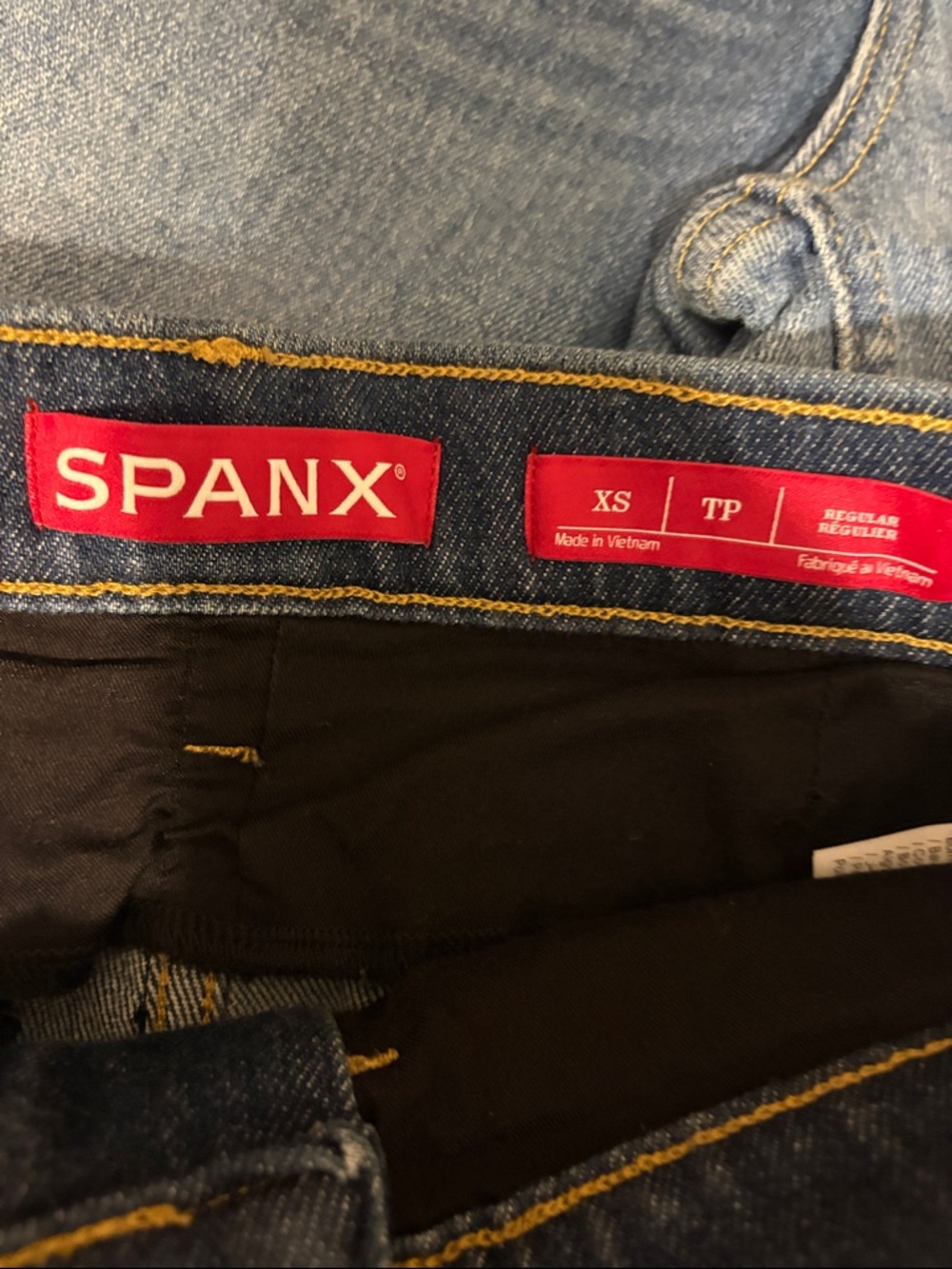 SPANX Dark Blue Denim-Look Leggings with Black Lining